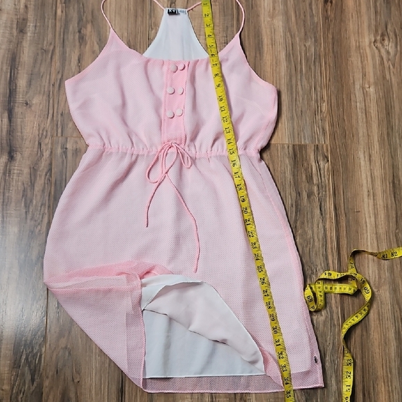 Roxy Pink & White Sleeveless Faux Retro Button-Front Dress L - Picture 12 of 14